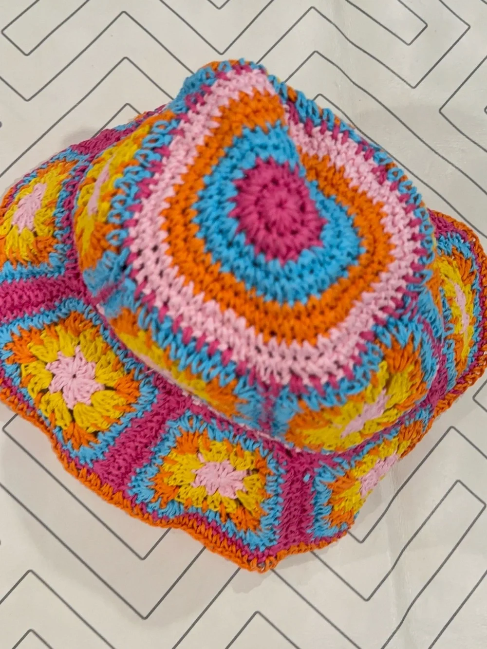 Colorful Straw Crochet Bucket Hat